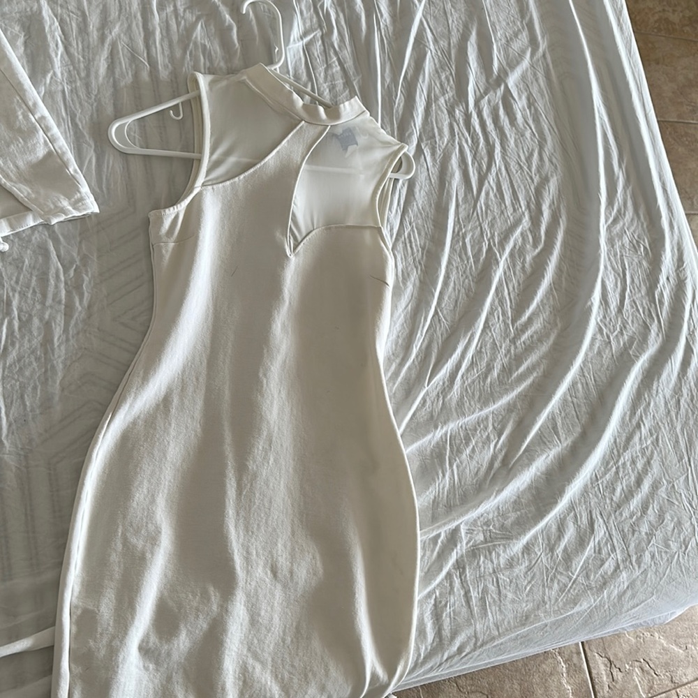 White midi dress highneck
